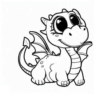 Desenho de Um dragão Fofo para Colorir