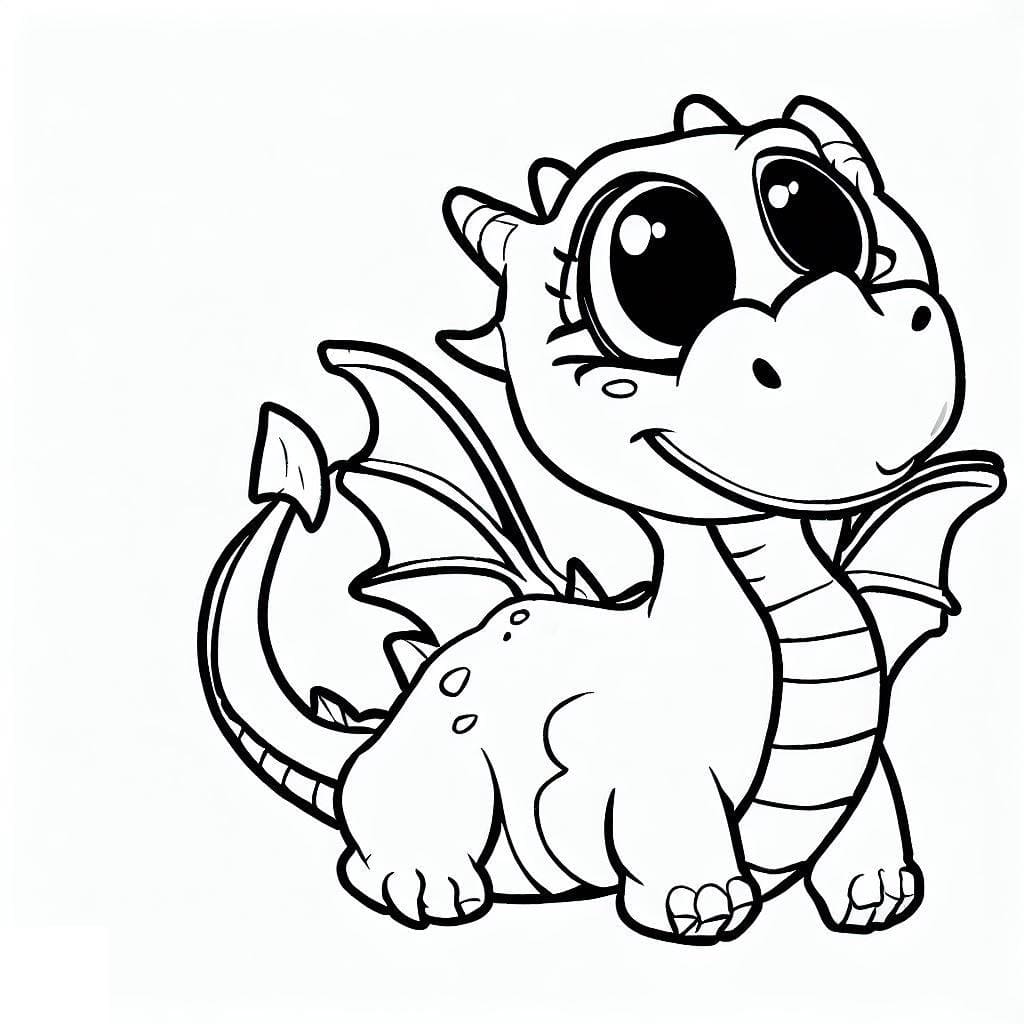 Desenho de um Dragão Fofo para Colorir