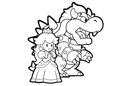 Desenho do dragão do Super mário para Colorir