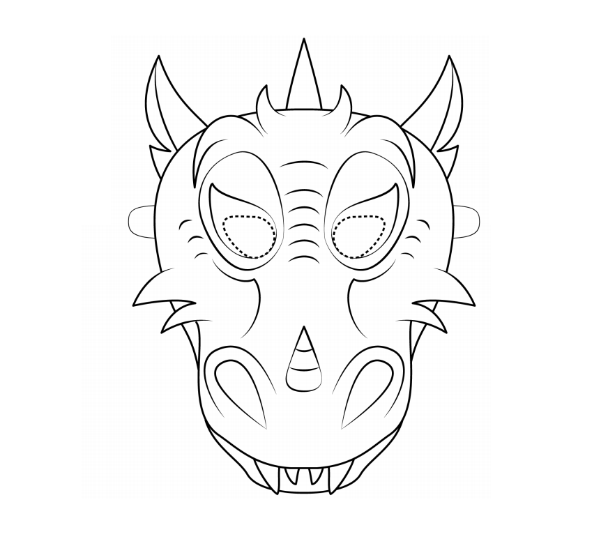 Desenho Máscara de Dragão para Colorir