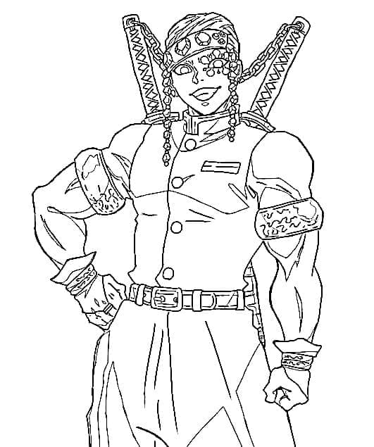 Desenho de Tengen Uzui para Crianças para Colorir