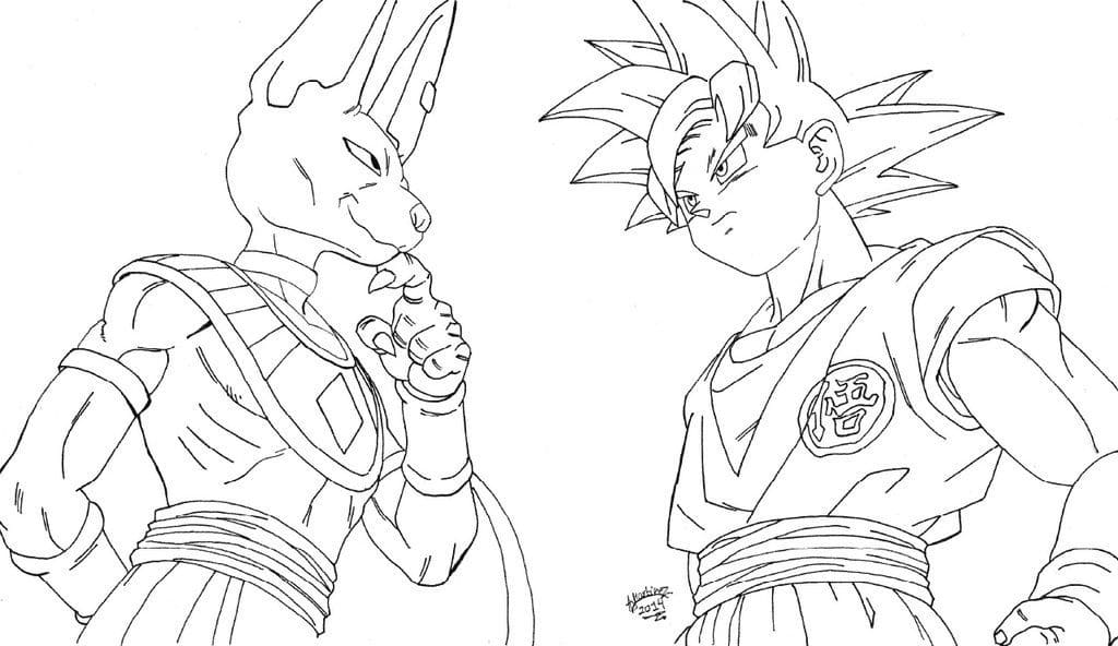 Desenhos de Beerus e Goku de Dragon Ball Z para Colorir