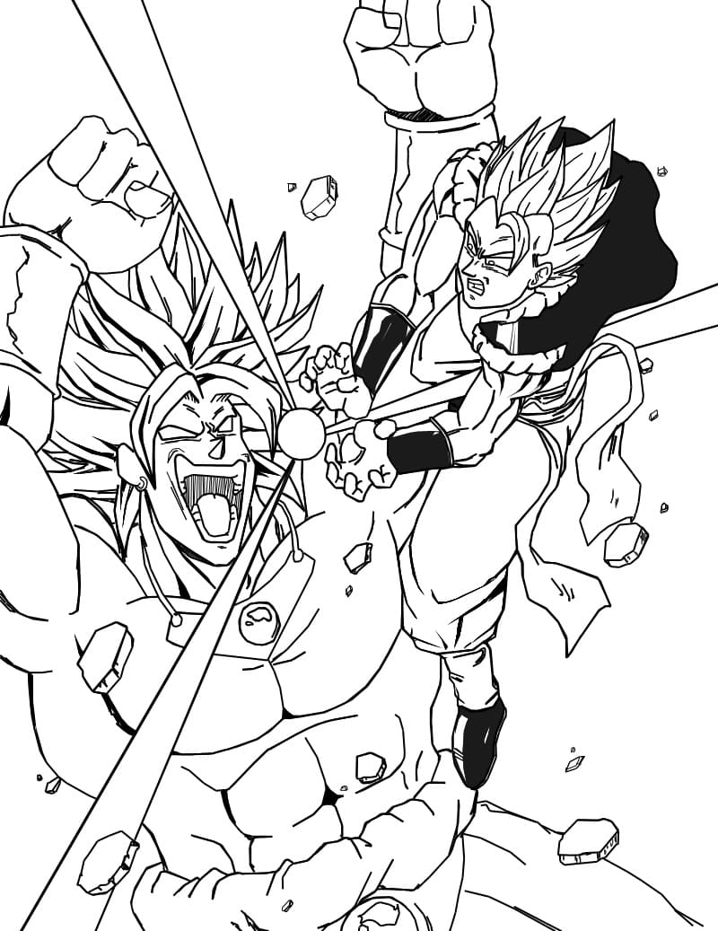 Desenhos de Broly Vs Gogeta de Dragon Ball Z para Colorir
