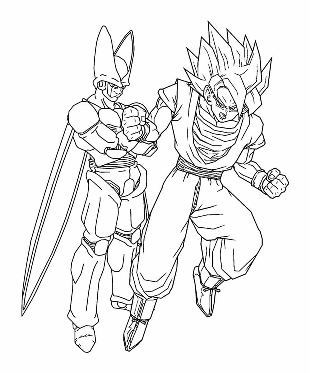 Desenhos de Cell e Goku de Dragon Ball Z para Colorir