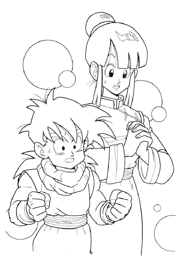 Desenhos de Gohan e Chi Chi de Dragon Ball Z para Colorir