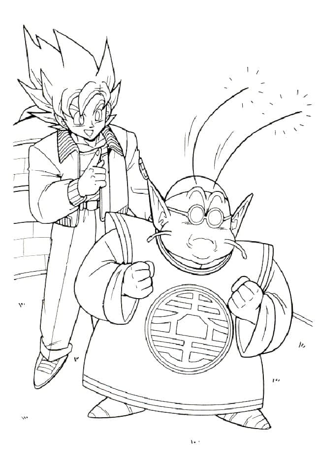 Desenhos de Kaioh do Norte e Goku de Dragon Ball Z para Colorir