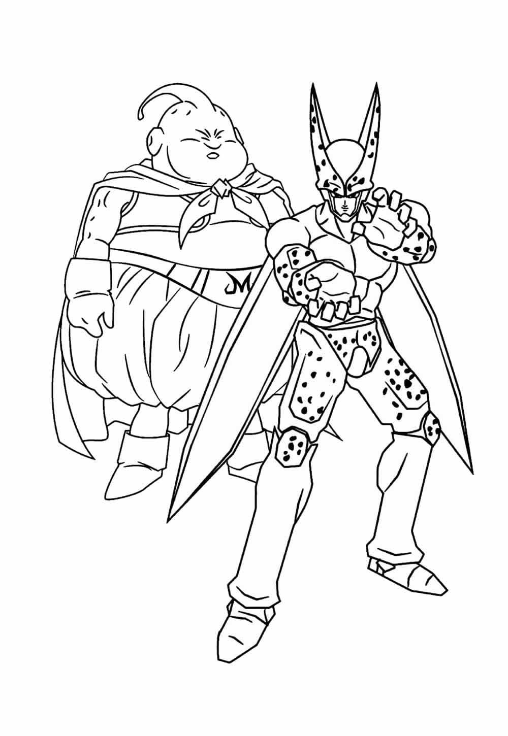 Desenhos de Majin Boo e Cell de Dragon Ball Z para Colorir