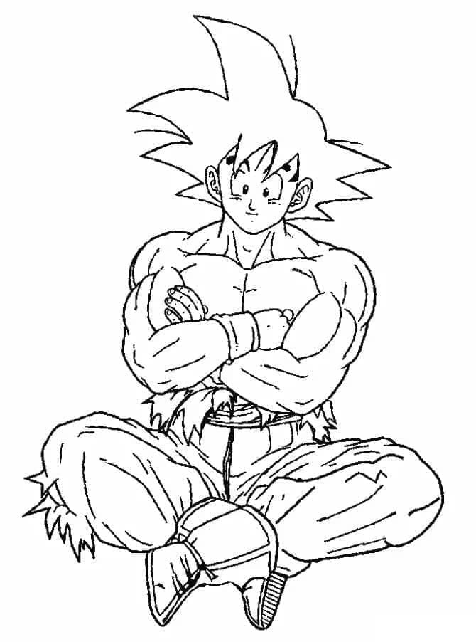 Desenho de Goku Alegre para Colorir