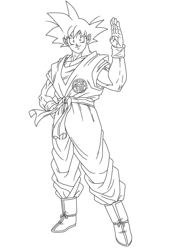 Desenho de Goku Amigável para Colorir