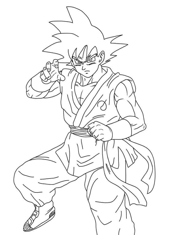 Desenho de Goku de Anime Dragon Ball para Colorir