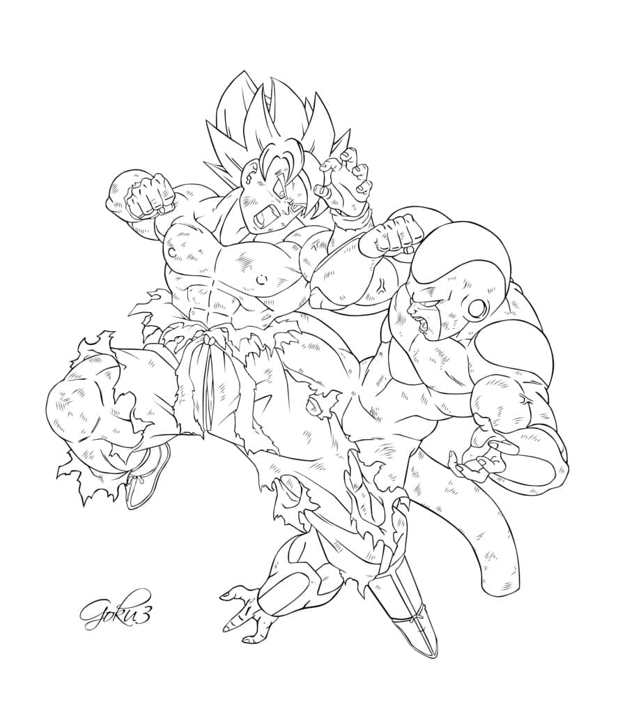 Desenho de Goku e Freeza para Colorir