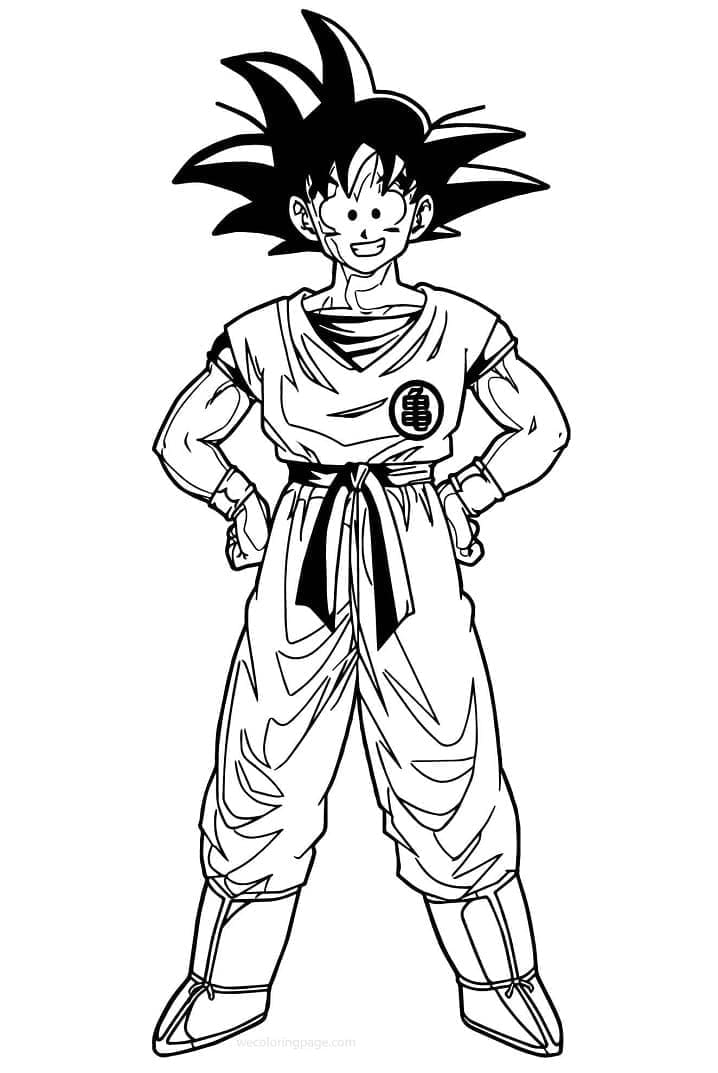 Desenho de Goku Feliz para Colorir