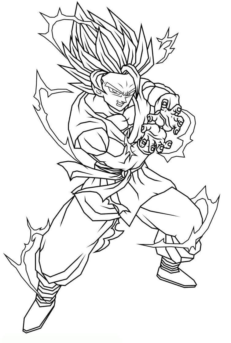 Desenho de Goku Forte para Colorir