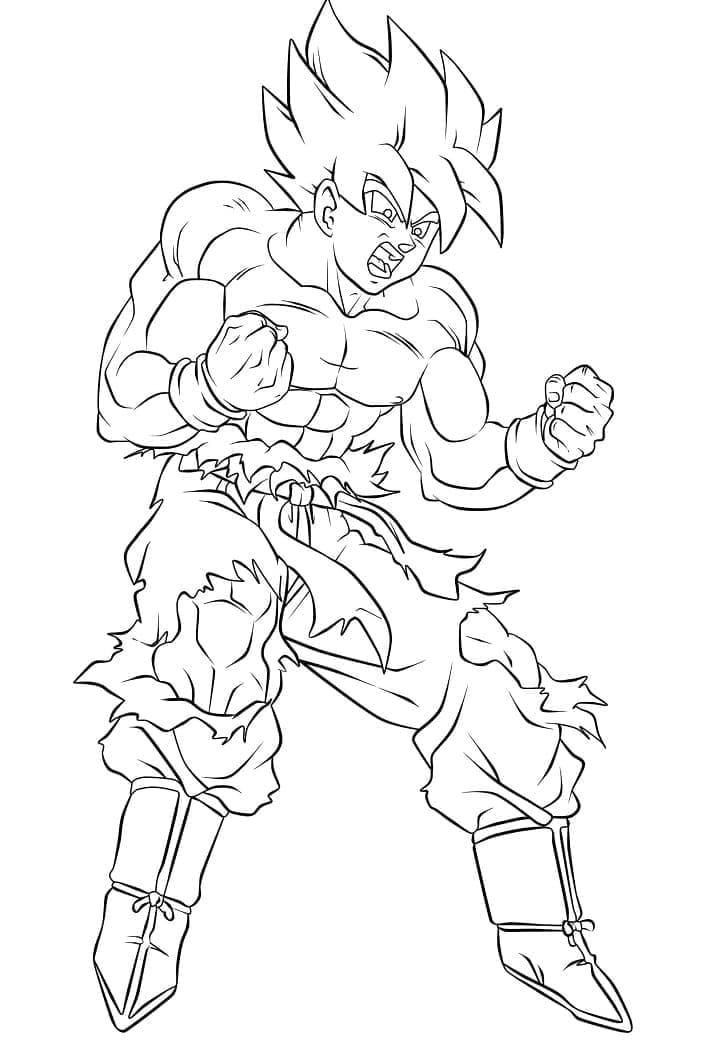 Desenho de Goku Gritando para Colorir