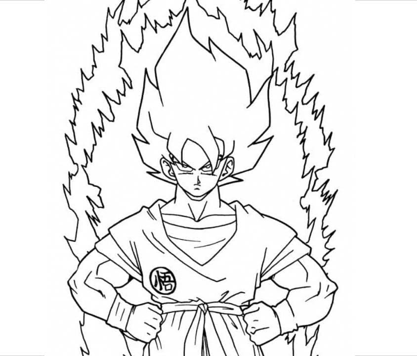Desenho de Goku Poderoso para Colorir