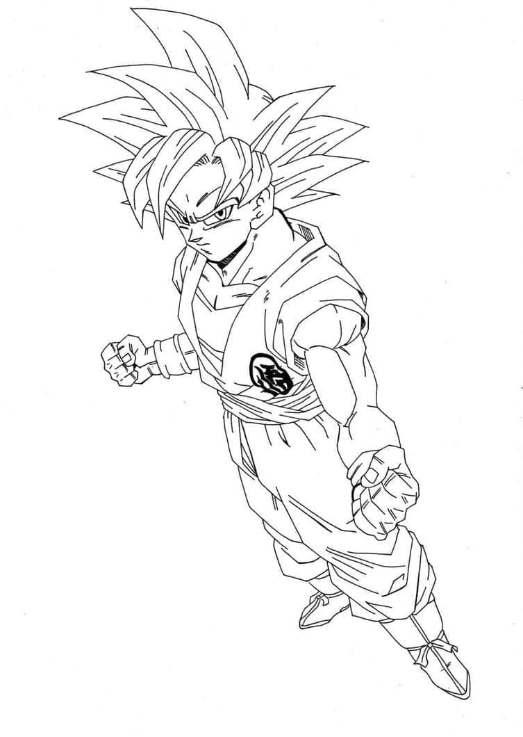 Desenho de Goku Sério para Colorir
