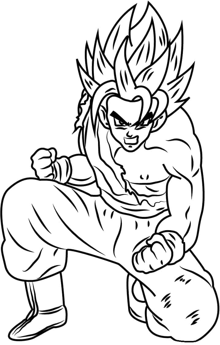 Desenho de Goku Super Saiyajin 1 para Colorir