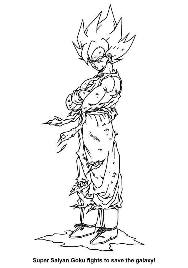 Desenho de Goku Super Saiyajin 2 para Colorir