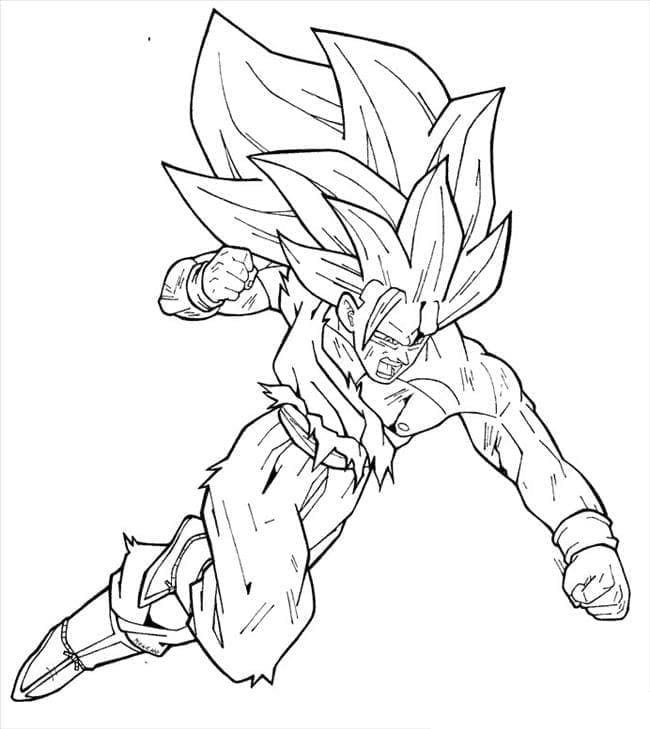 Desenho de Goku Super Saiyajin 3 para Colorir