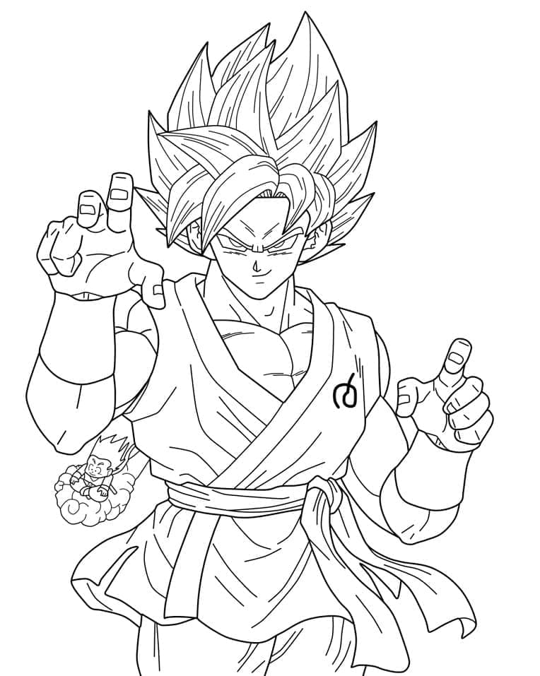 Desenho de Son Goku Super Saiyajin 1 para Colorir