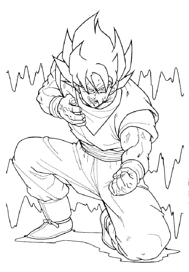Desenho de Son Goku Super Saiyajin 2 para Colorir