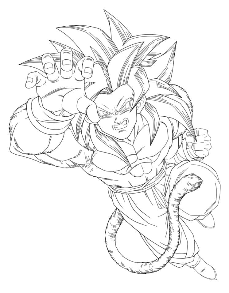 Desenho de Son Goku Super Saiyajin 4 para Colorir