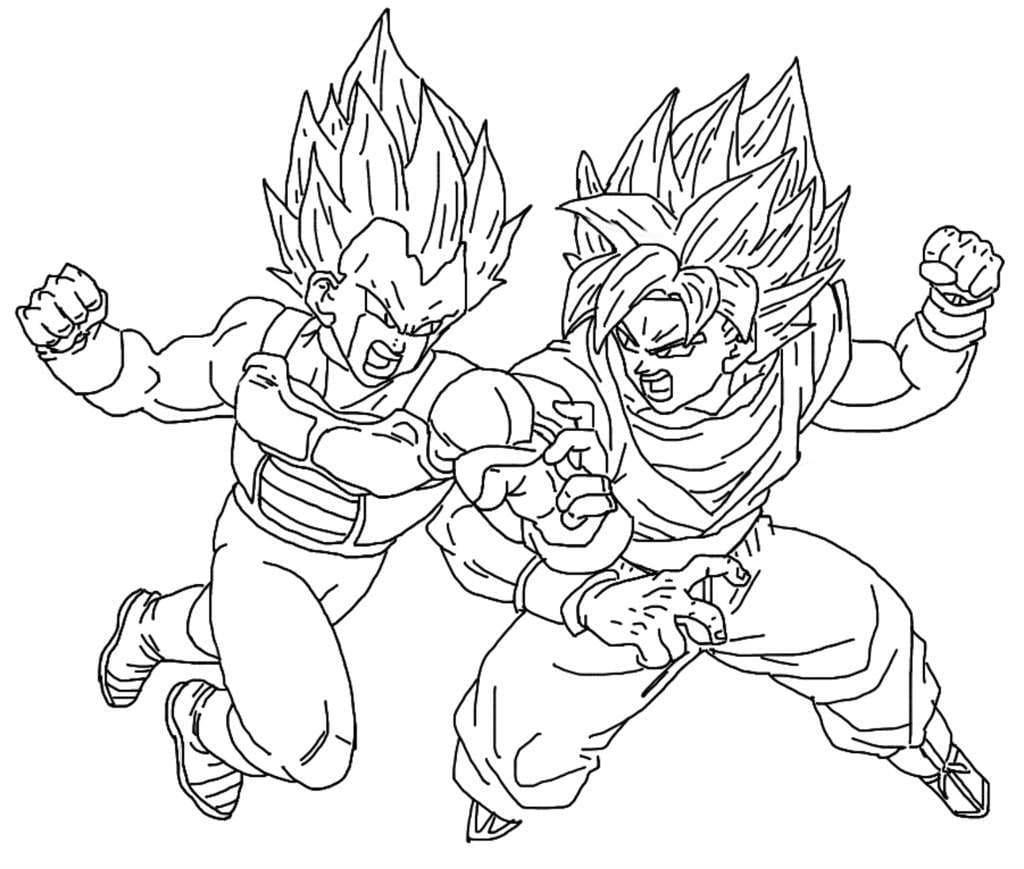 Desenho Son Goku e Vegetá para Colorir