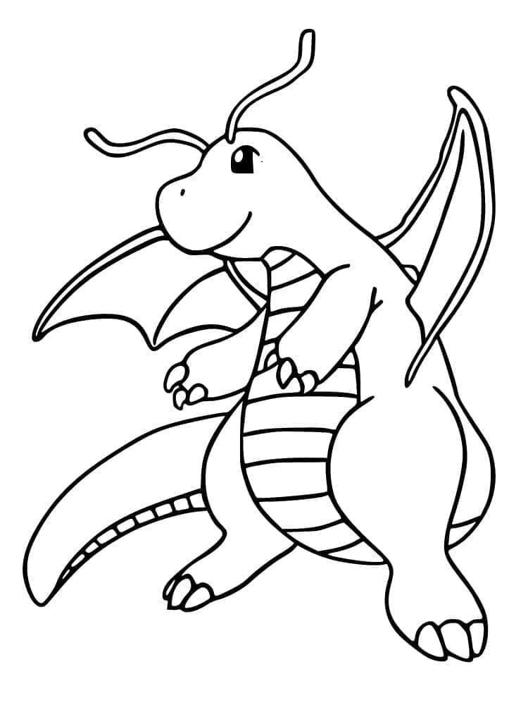 Desenho de Dragonite Fofo para Colorir