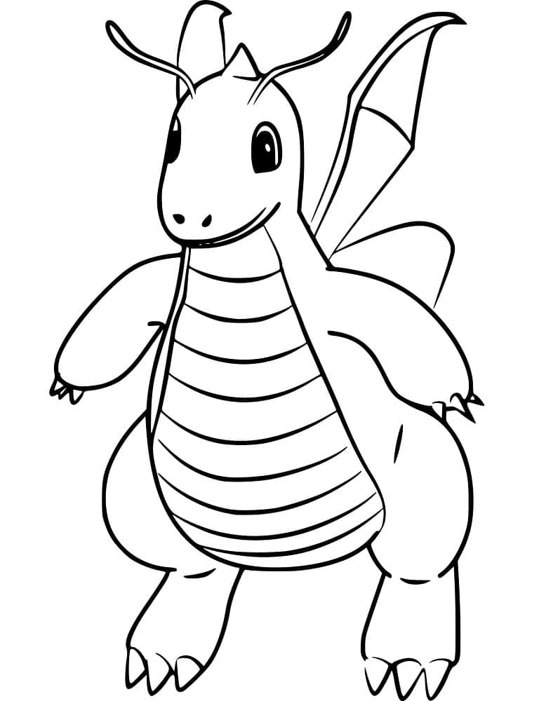 Desenho de Dragonite Imprimivel Grátis para Crianças para Colorir