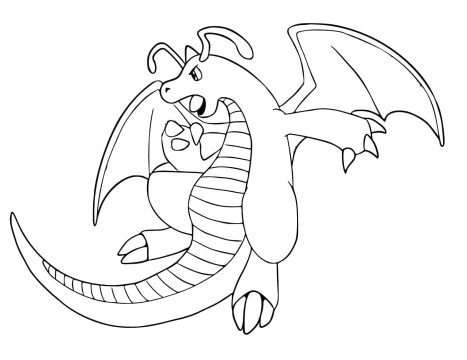 Desenho de Dragonite Imprimível para Colorir