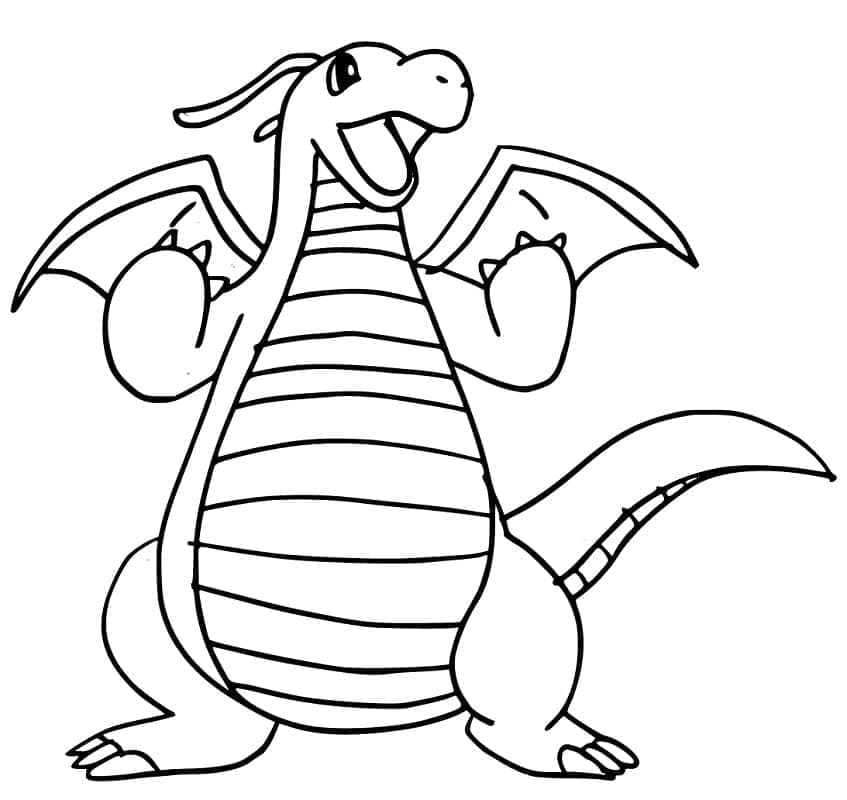 Desenho de Dragonite Pokemon para Colorir