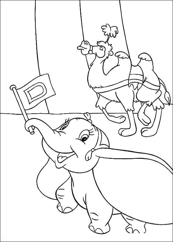 Desenho de Dumbo Colorido para Colorir Pdf