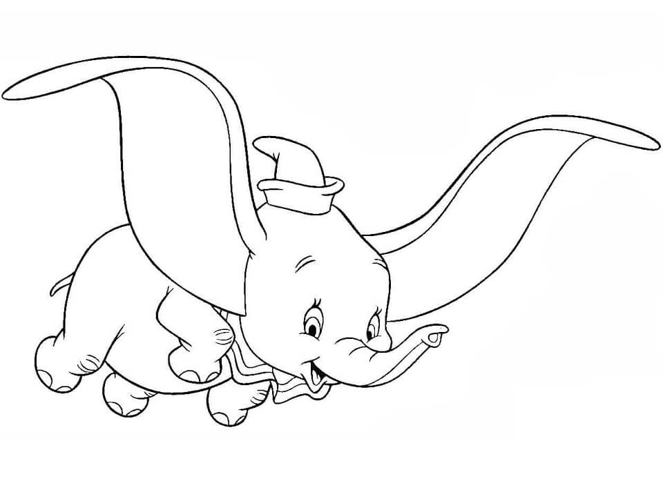 Desenho de Dumbo com Amigos para Imprimir