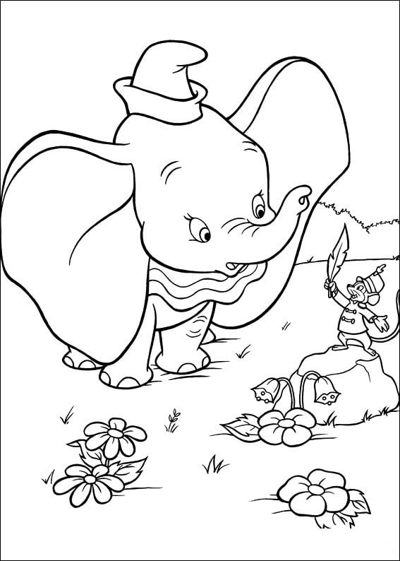 Desenho de Dumbo com Asas Imprimivel Download