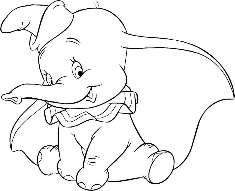 Desenho de Dumbo Mágico para Imprimir