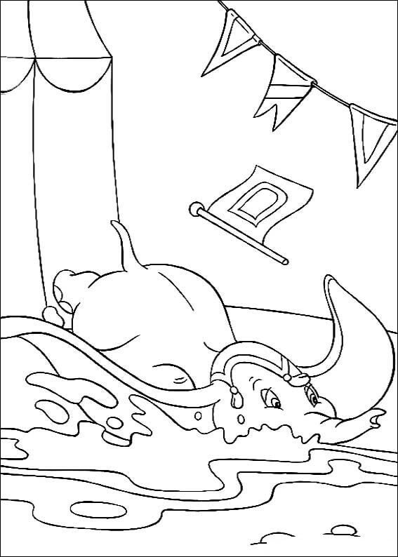 Desenho de Dumbo Voando para Imprimir
