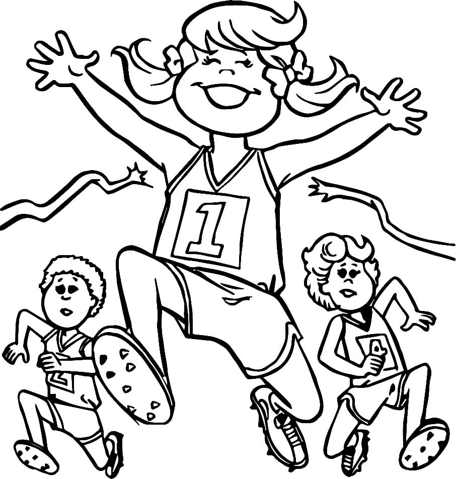 Desenho de Alunos de Corrida para Colorir