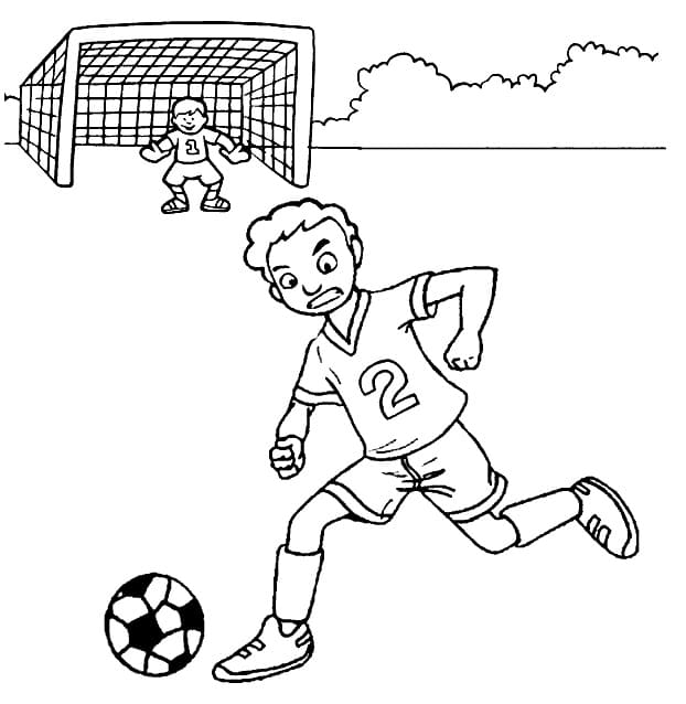 Desenho de Alunos Jogam Futebol para Colorir