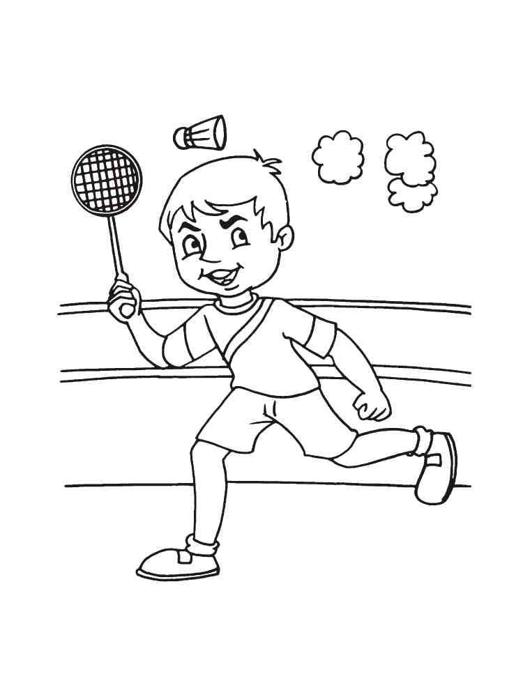 Desenho de Badminton Grátis para Crianças para Colorir