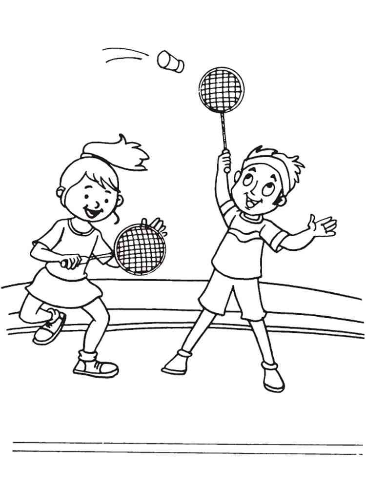 Desenho de Badminton para Crianças para Colorir