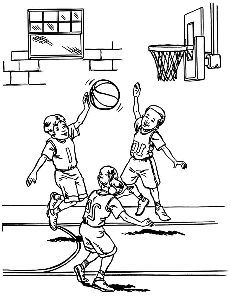 Desenho de Basquete Escolar para Colorir
