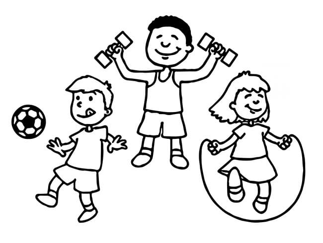 Desenho de Educação Física para Crianças para Colorir