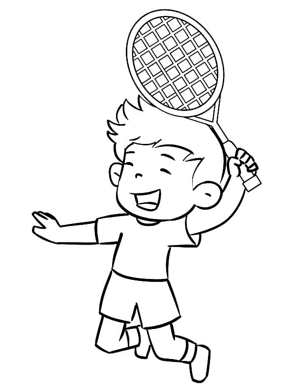 Desenho de Garotinho de Badminton para Colorir