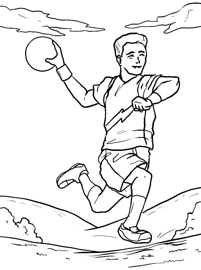 Desenho de Jogador de Handebol para Colorir