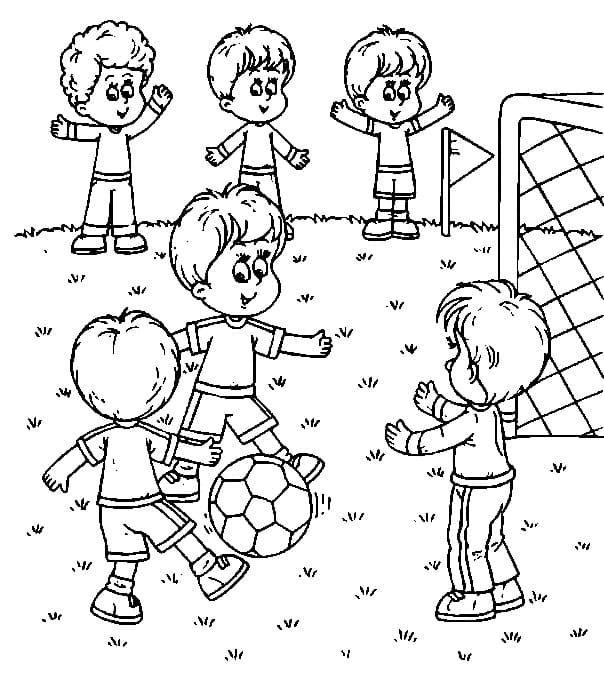 Desenho de Jogar Futebol na Escola para Colorir