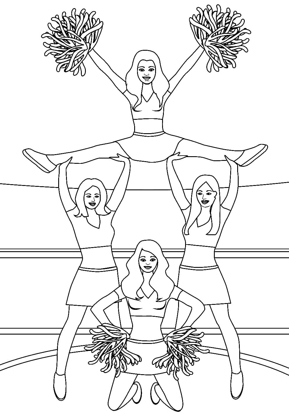 Desenho de Líder de Torcida para Colorir