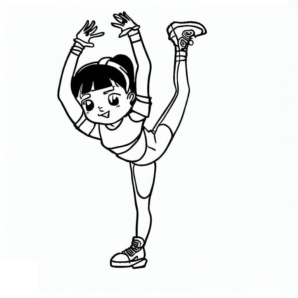 Desenho de Menina de Alongamento para Colorir