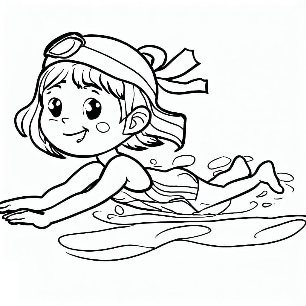 Desenho de Menina Nadadora para Colorir
