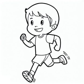 Desenho de Menino Correndo para Colorir