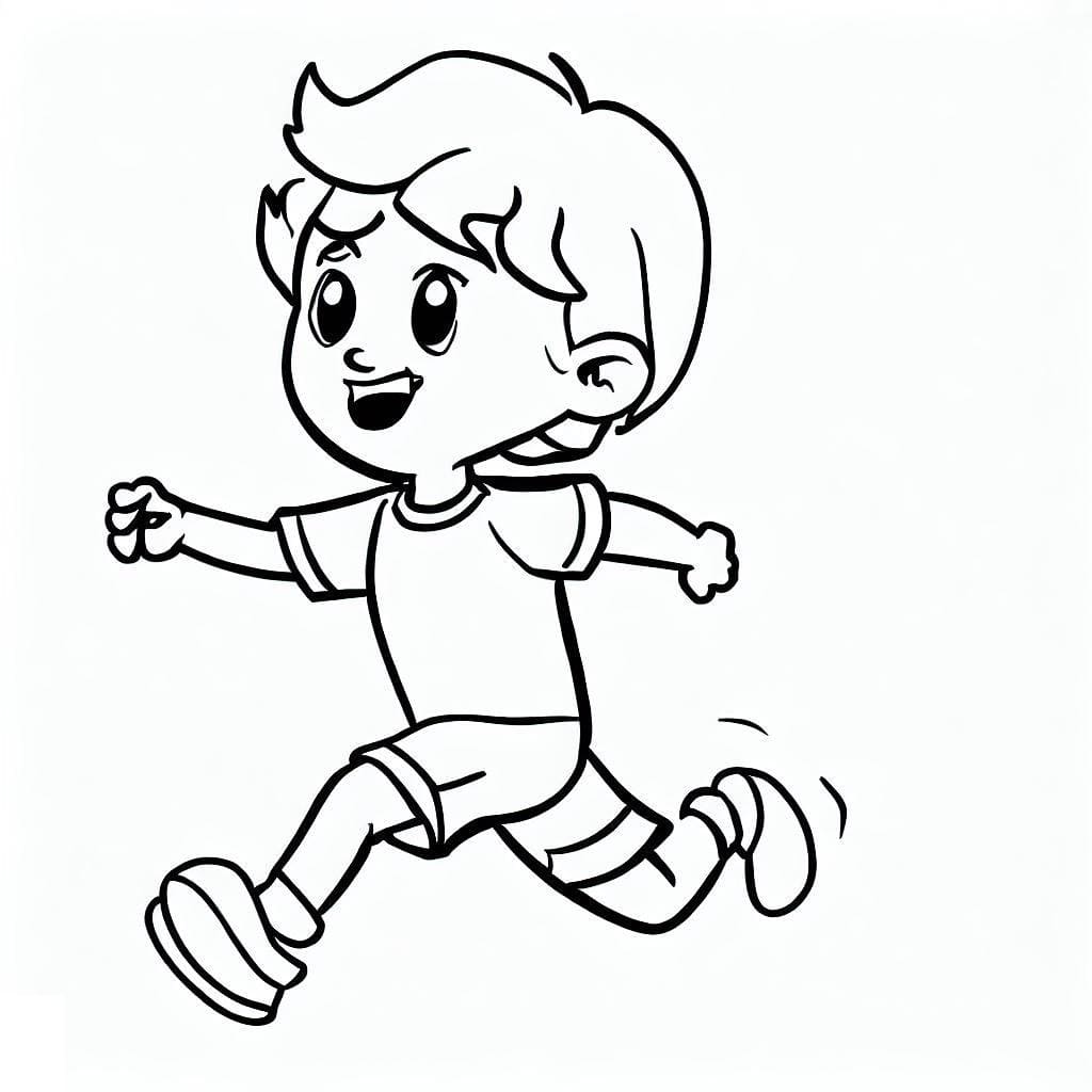 Desenho de Menino Está Correndo para Colorir
